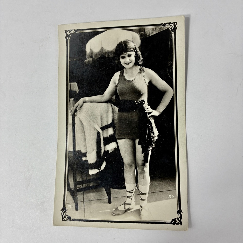 VTG Mack Sennett Bathing Beauty 1920s RPPC Real Photo Postcard AZO Unused